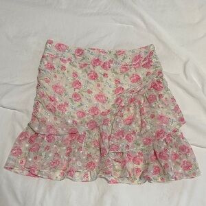 Alter’d State Floral Ruffle Skirt - Pink and Cream